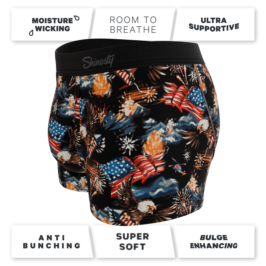 Shinesty The Declaration Americana eagles Ball Hammock trunks – funny patriotic trunk underwear
