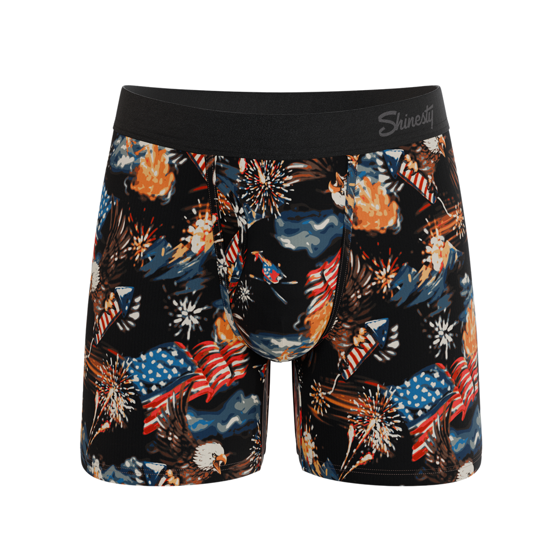 Shinesty The Declaration Americana eagles Ball Hammock Magnum boxer briefs – patriotic underwear