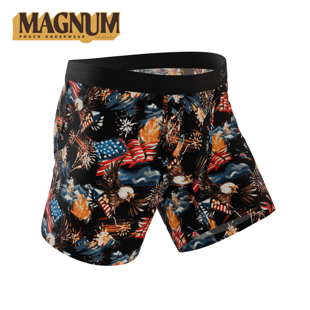 Shinesty The Declaration Americana eagles Ball Hammock Magnum boxer briefs – patriotic underwear