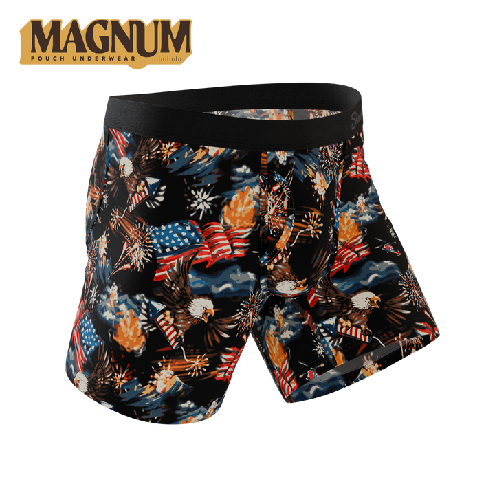 Shinesty The Declaration Americana eagles Ball Hammock Magnum boxer briefs – patriotic underwear