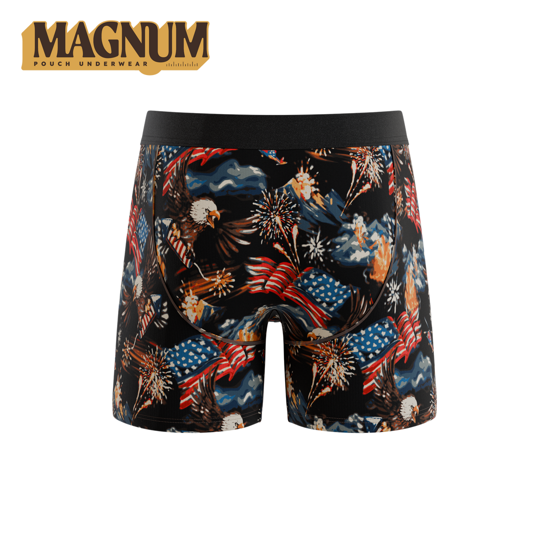Shinesty The Declaration Americana eagles Ball Hammock Magnum boxer briefs – patriotic underwear