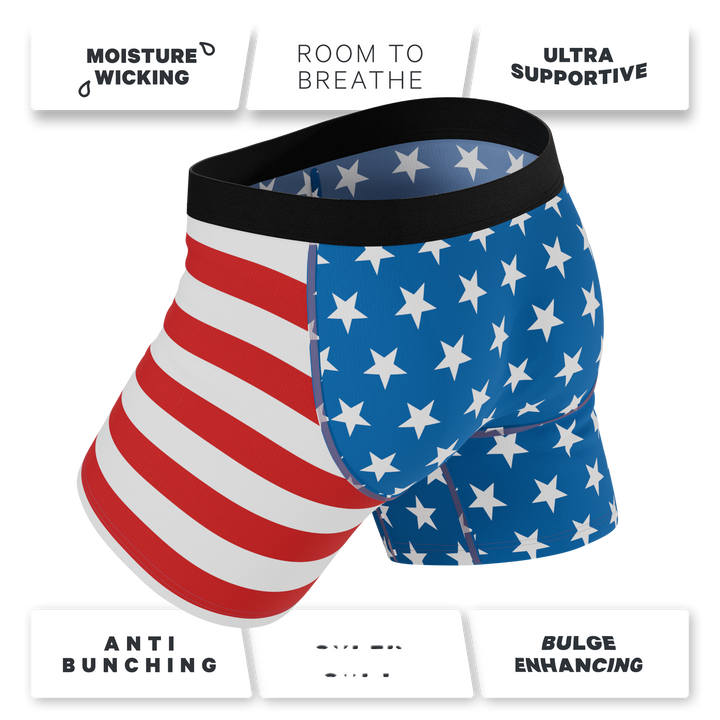 Shinesty The DIC Cage 250th anniversary Ball Hammock pouch underwear – men's patriotic print boxer briefs