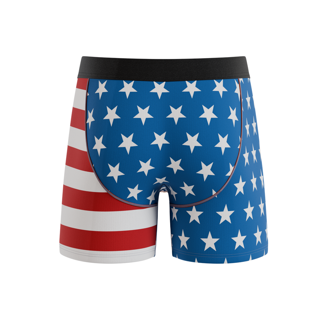 Shinesty The DIC Cage 250th anniversary Ball Hammock pouch underwear – men's patriotic print boxer briefs