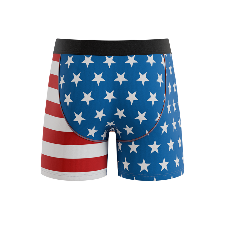 Shinesty The DIC Cage 250th anniversary Ball Hammock pouch underwear – men's patriotic print boxer briefs