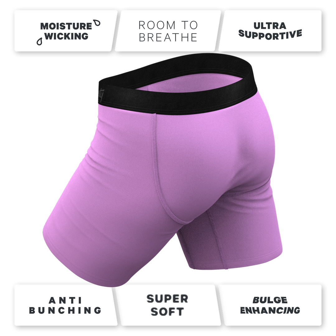 Shinesty "The Double Entendre" Eggplant Long Leg Ball Hammock® Pouch Boxer Briefs with Fly