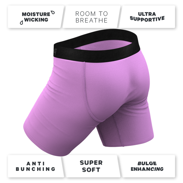 Shinesty "The Double Entendre" Eggplant Long Leg Ball Hammock® Pouch Boxer Briefs with Fly