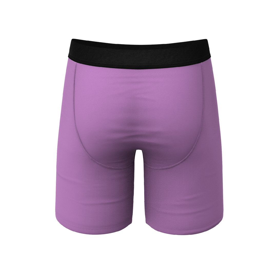 Shinesty "The Double Entendre" Eggplant Long Leg Ball Hammock® Pouch Boxer Briefs with Fly