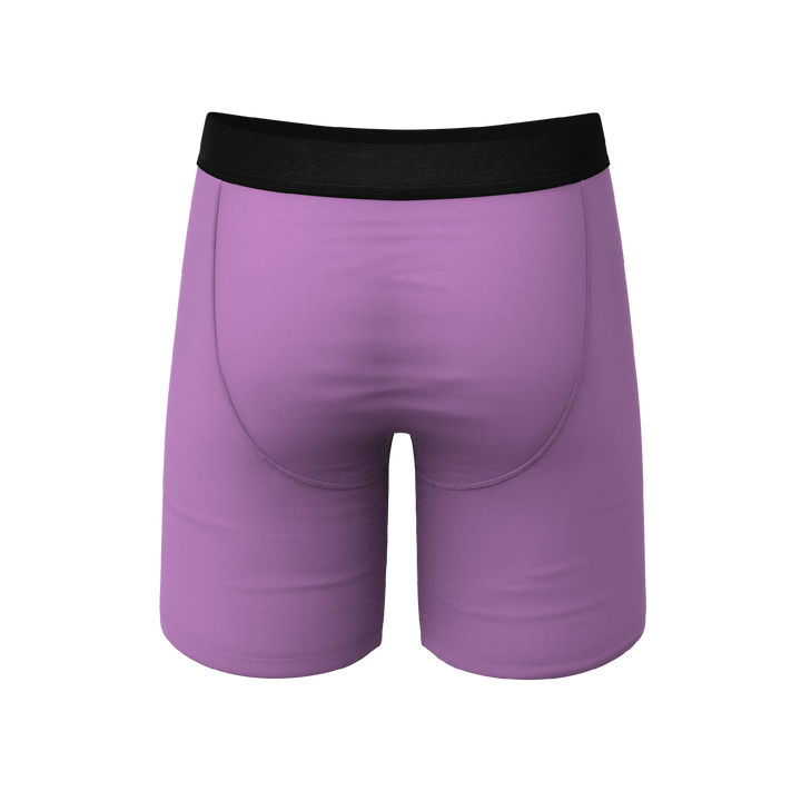 Shinesty "The Double Entendre" Eggplant Long Leg Ball Hammock® Pouch Boxer Briefs with Fly