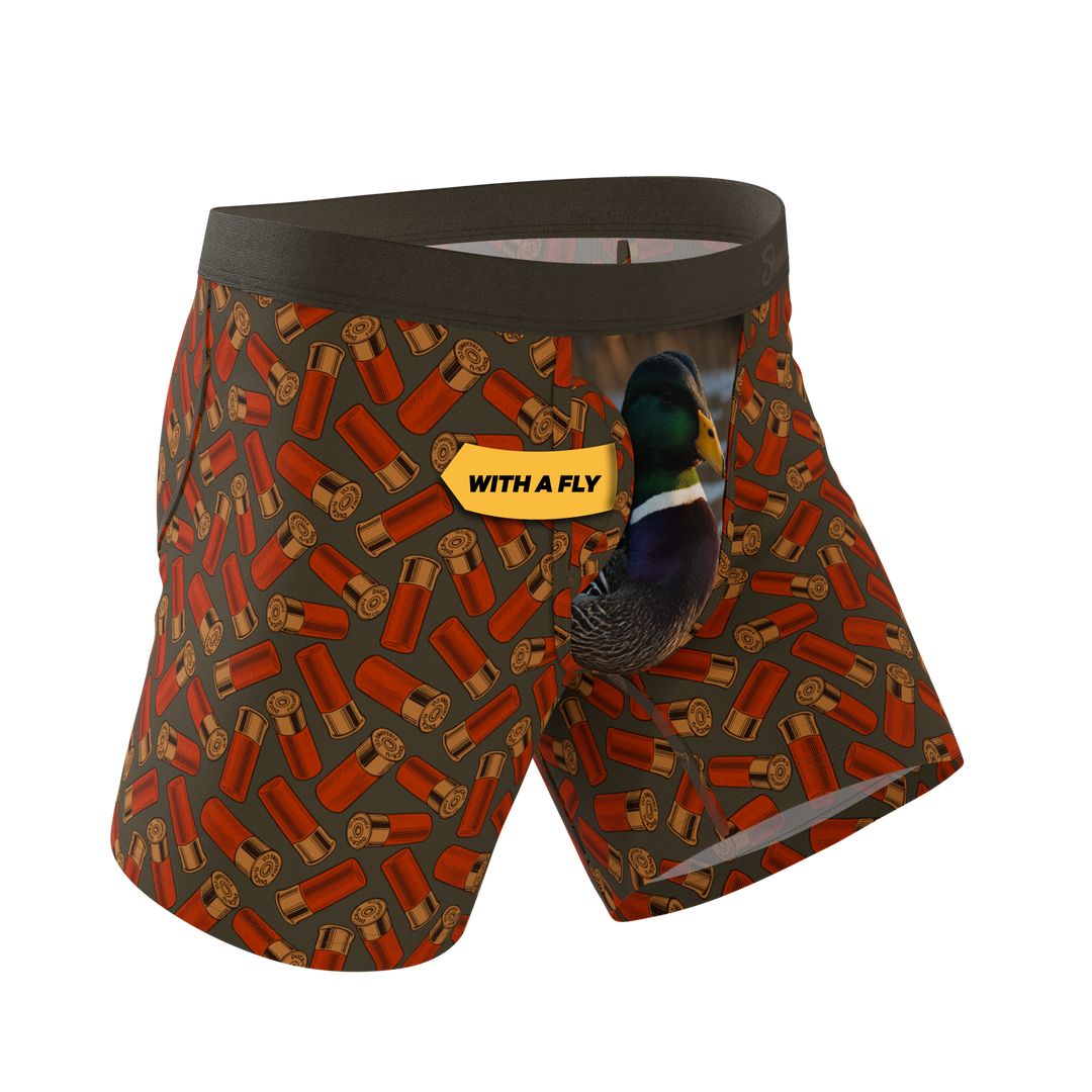 Shinesty The Duck Cover mallard Ball Hammock underwear with fly – men's mallard duck print fly boxer