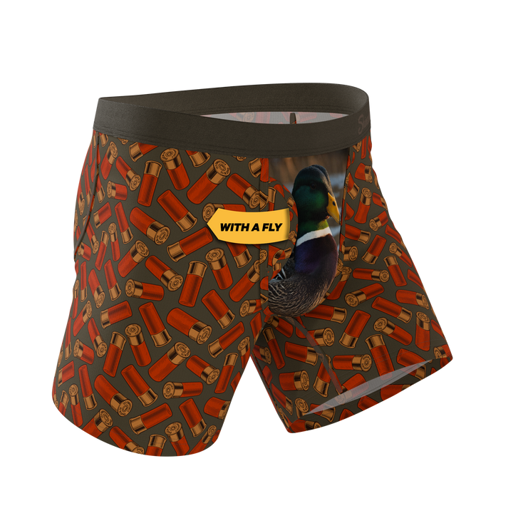 Shinesty The Duck Cover mallard Ball Hammock underwear with fly – men's mallard duck print fly boxer