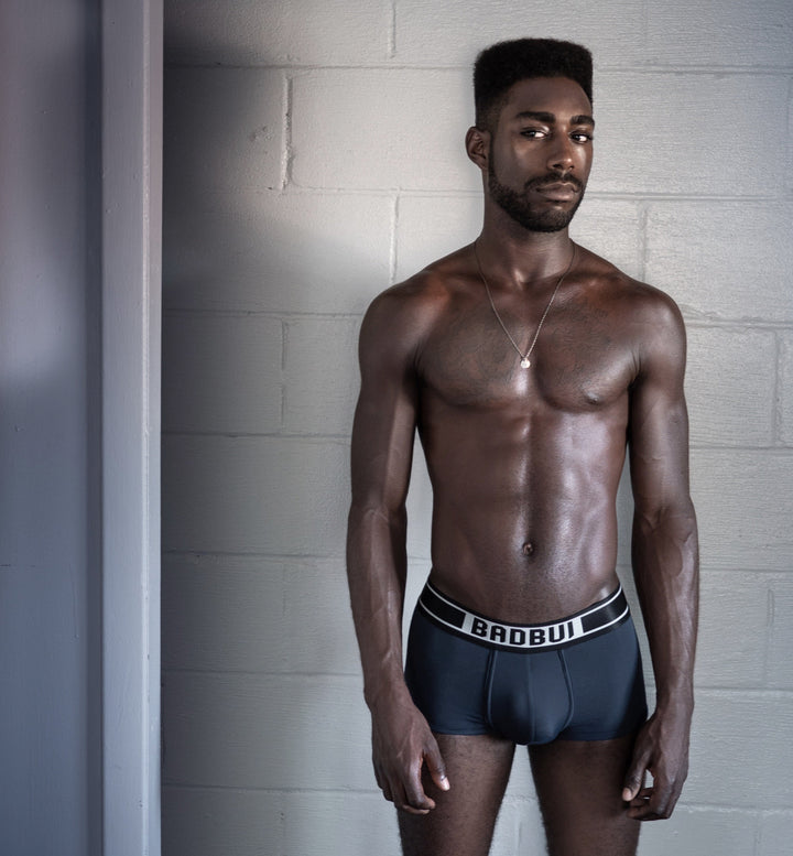 BADBUI Low Rise Trunk in navy grey – men's micro fiber low-rise trunk underwear
