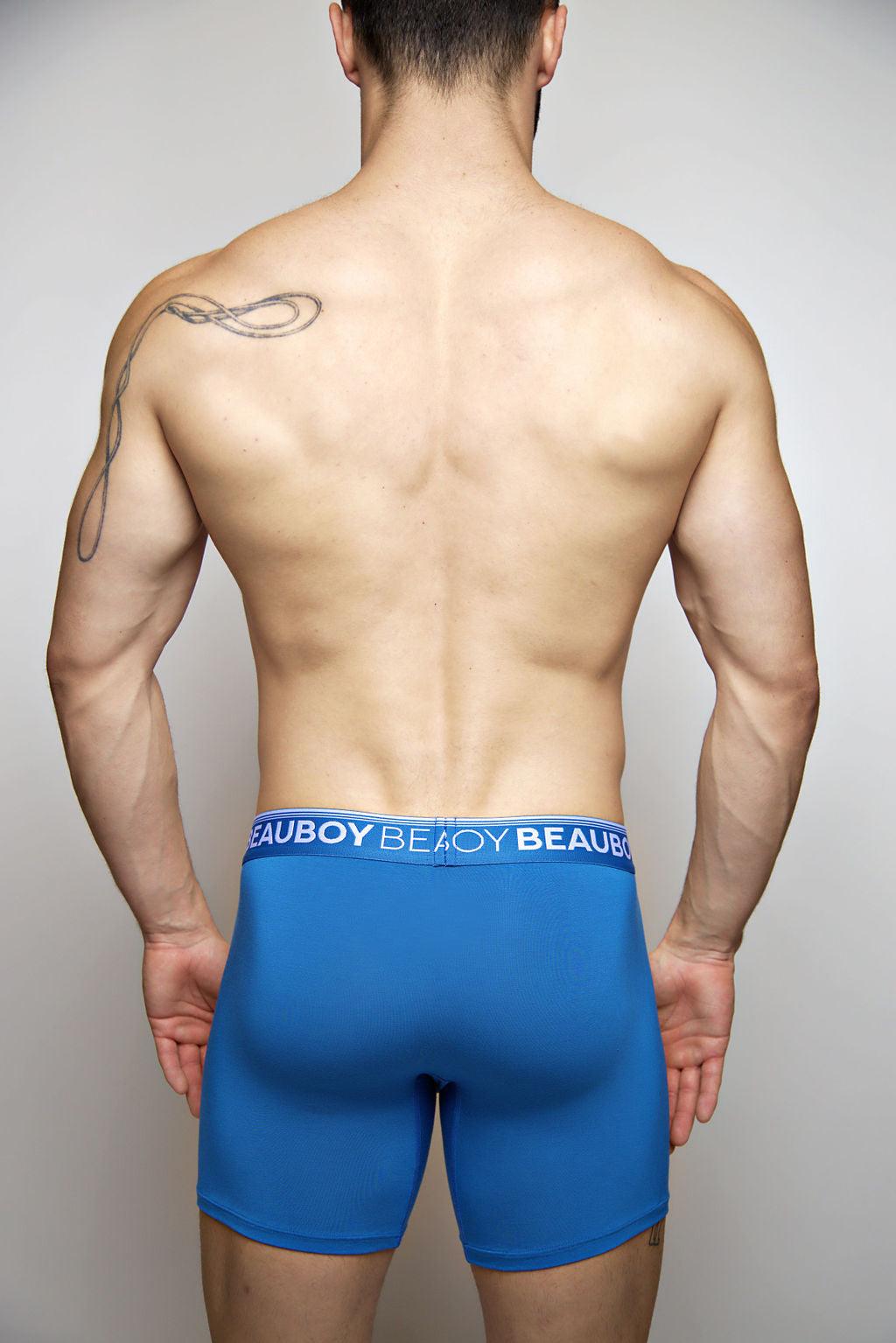 Beauboy Logo men's joxer brief in Beauboy Blue – contour pouch boxer brief front view