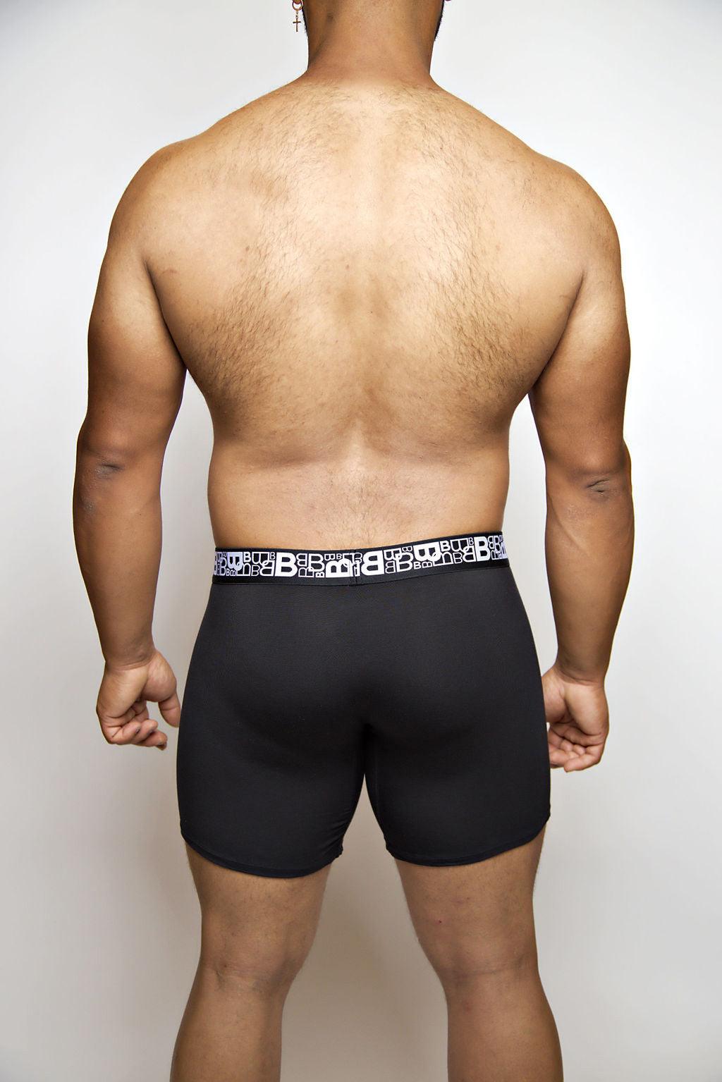 Beauboy B Logo men's joxer brief in black – contour pouch boxer brief front view