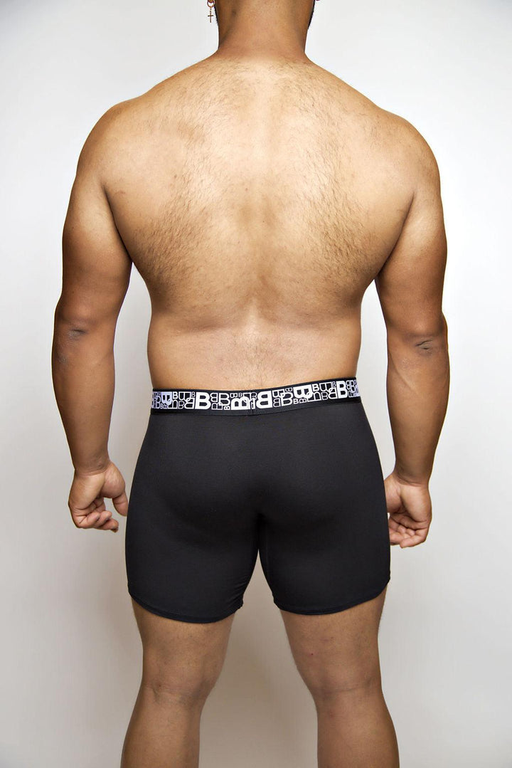 Beauboy B Logo men's joxer brief in black – contour pouch boxer brief front view
