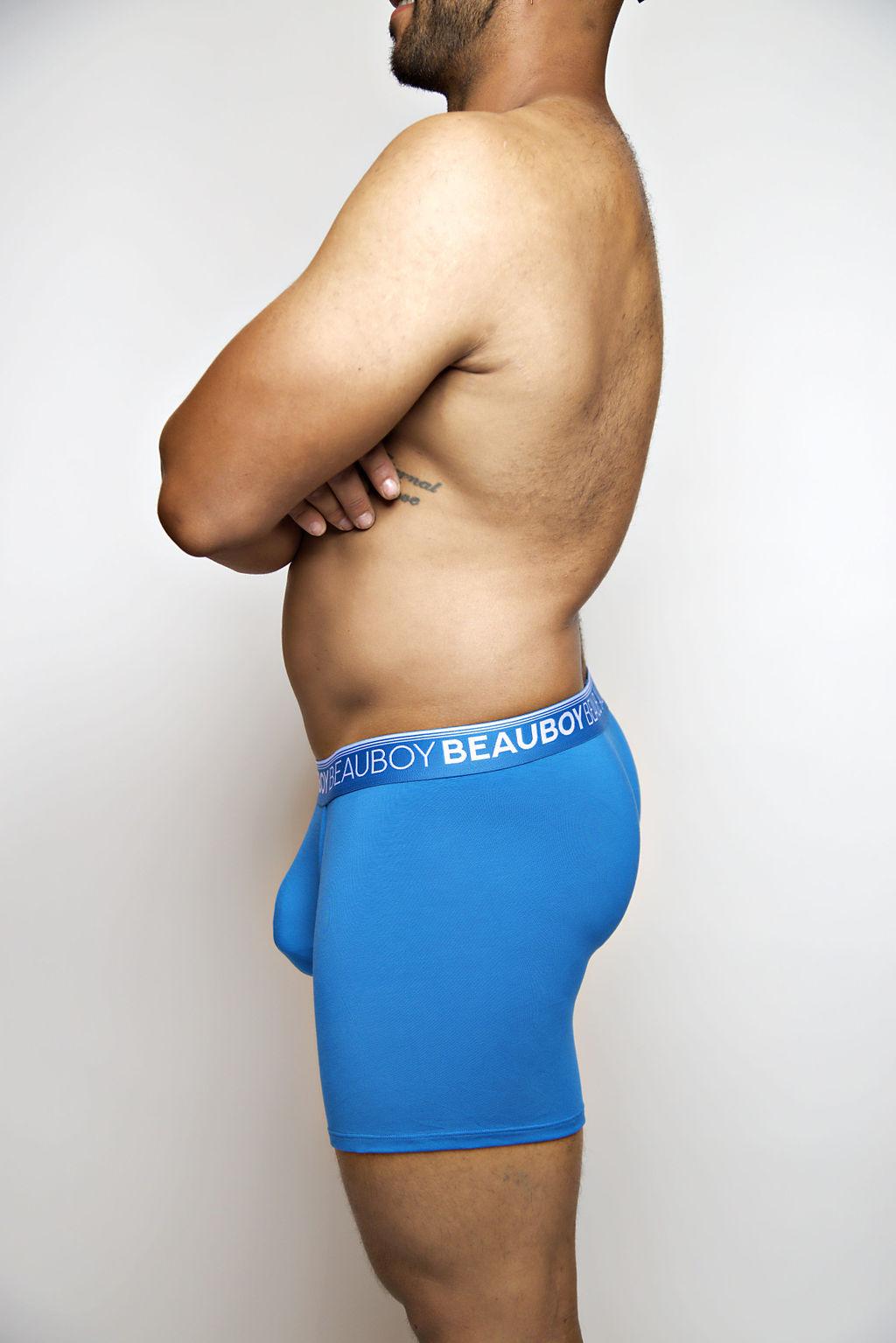 Beauboy Logo men's joxer brief in Beauboy Blue – contour pouch boxer brief front view
