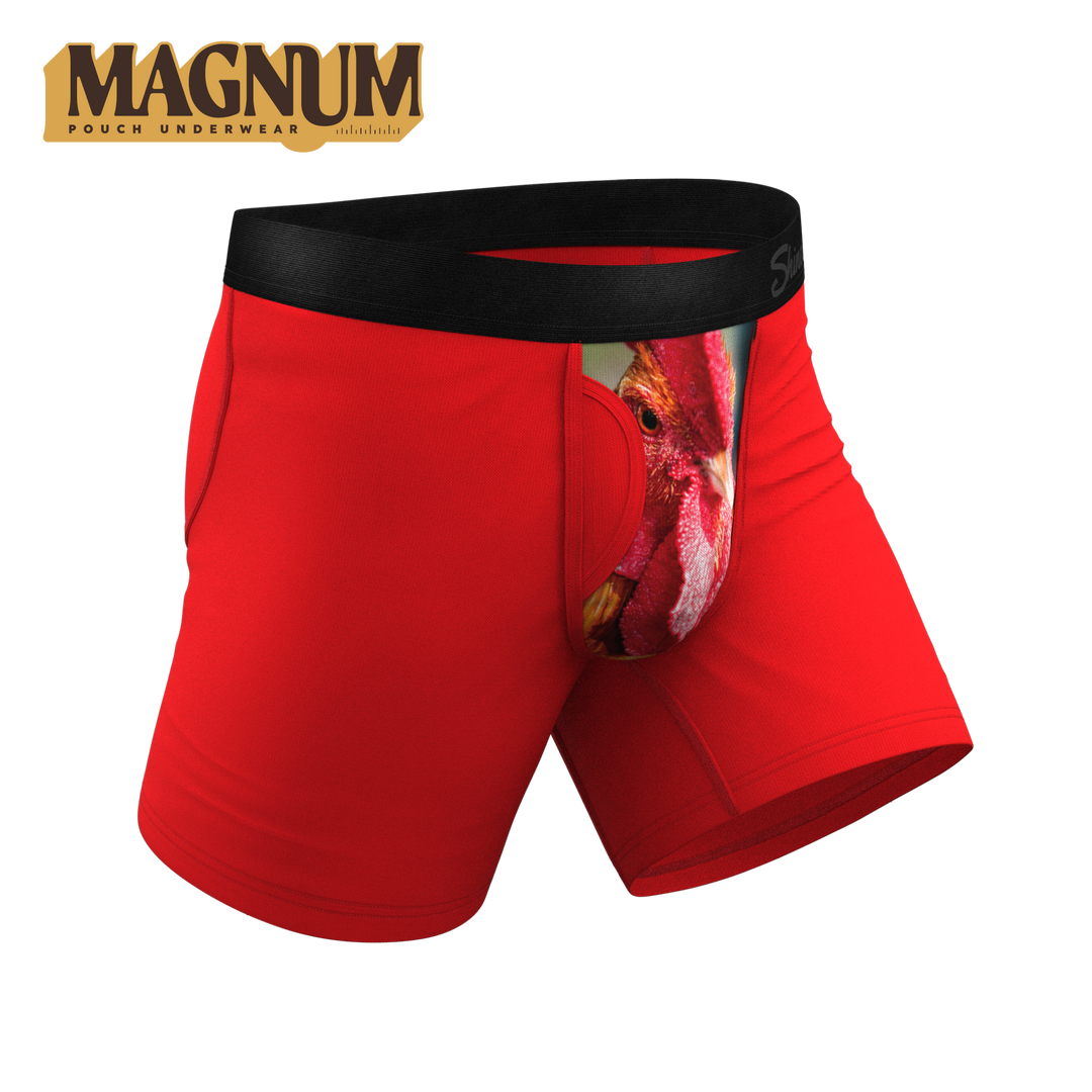 Men's Magnum Big Pouch Boxer Briefs - The Early Risers - Rooster Print