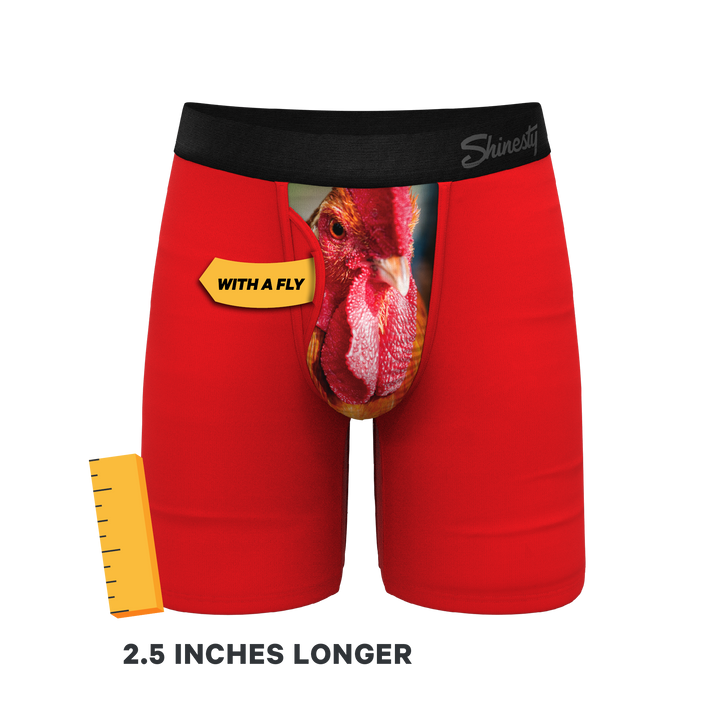 The Early Risers Barnyard Rooster Long Leg Ball Hammock® Boxer Briefs with Fly