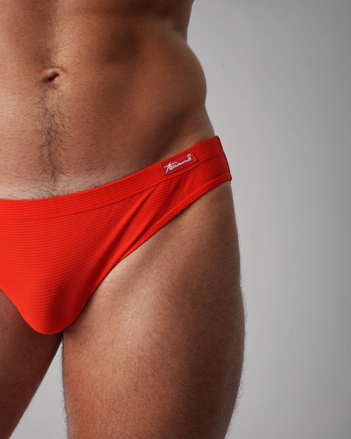 Teamm8 Eclipse Bikini Brief — Crimson | Textured Men's Bikini Brief Underwear