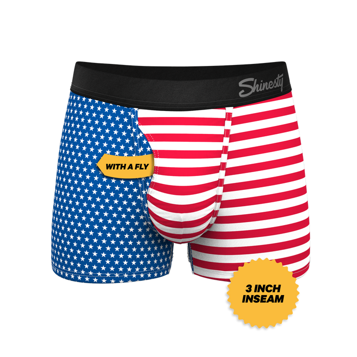 Shinesty The Ellis Island USA flag Ball Hammock pouch trunk underwear – men's patriotic trunk underwear