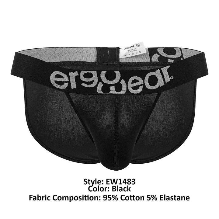 ErgoWear EW1483 MAX COTTON Bikini in black – men's black cotton bikini brief underwear