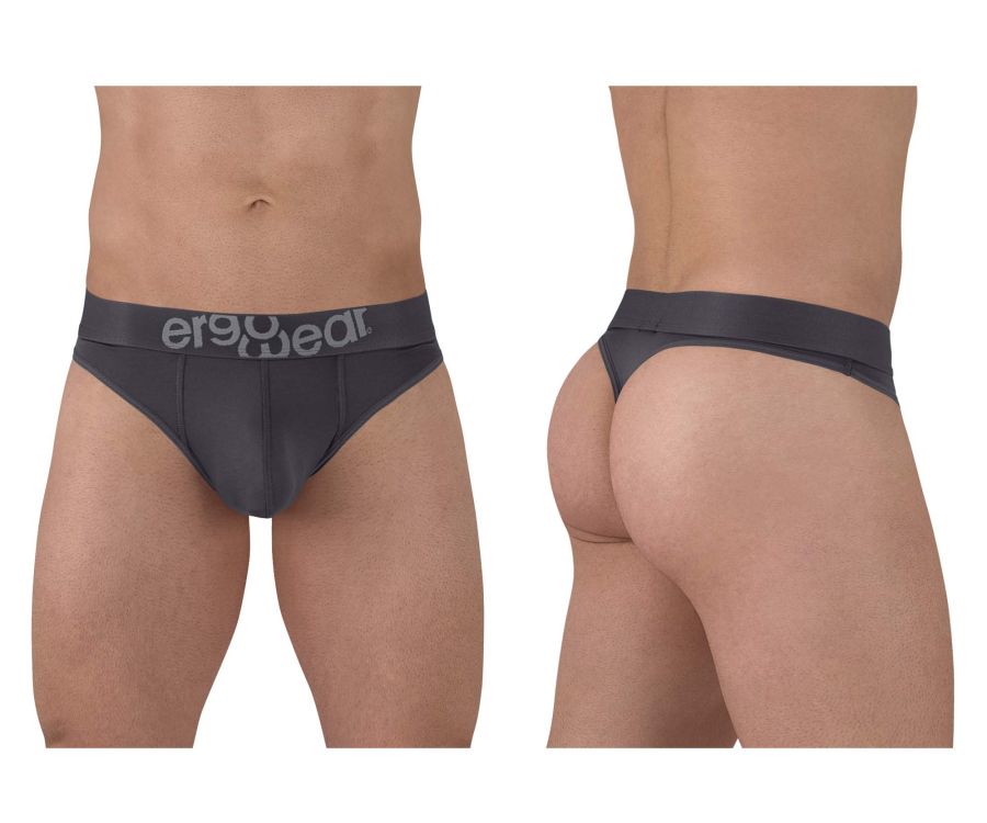 ErgoWear men's dark gray HIP thong – silky microfiber low-rise underwear