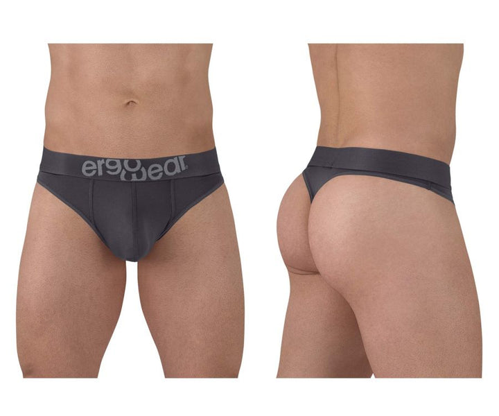 ErgoWear men's dark gray HIP thong – silky microfiber low-rise underwear
