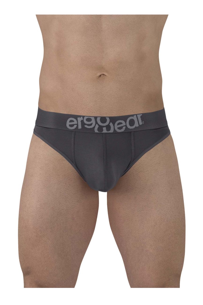 ErgoWear men's dark gray HIP thong – silky microfiber low-rise underwear