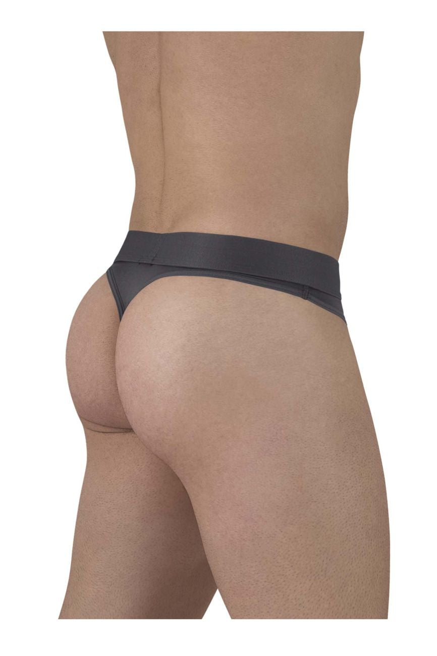 ErgoWear men's dark gray HIP thong – silky microfiber low-rise underwear