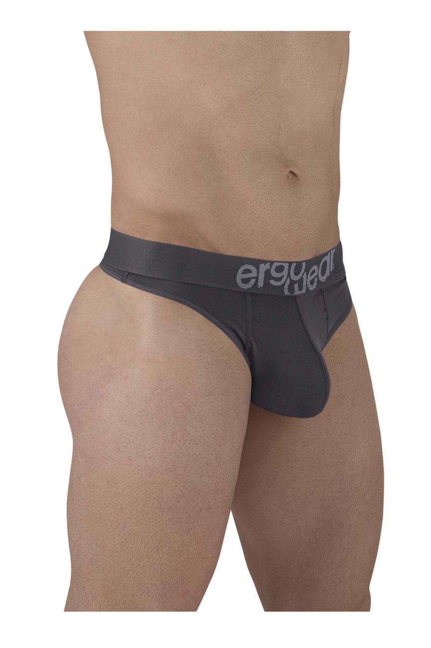 ErgoWear men's dark gray HIP thong – silky microfiber low-rise underwear