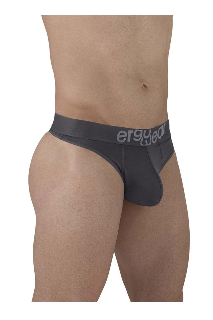 ErgoWear men's dark gray HIP thong – silky microfiber low-rise underwear
