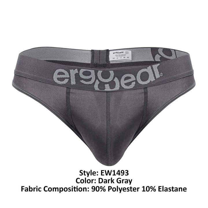ErgoWear men's dark gray HIP thong – silky microfiber low-rise underwear