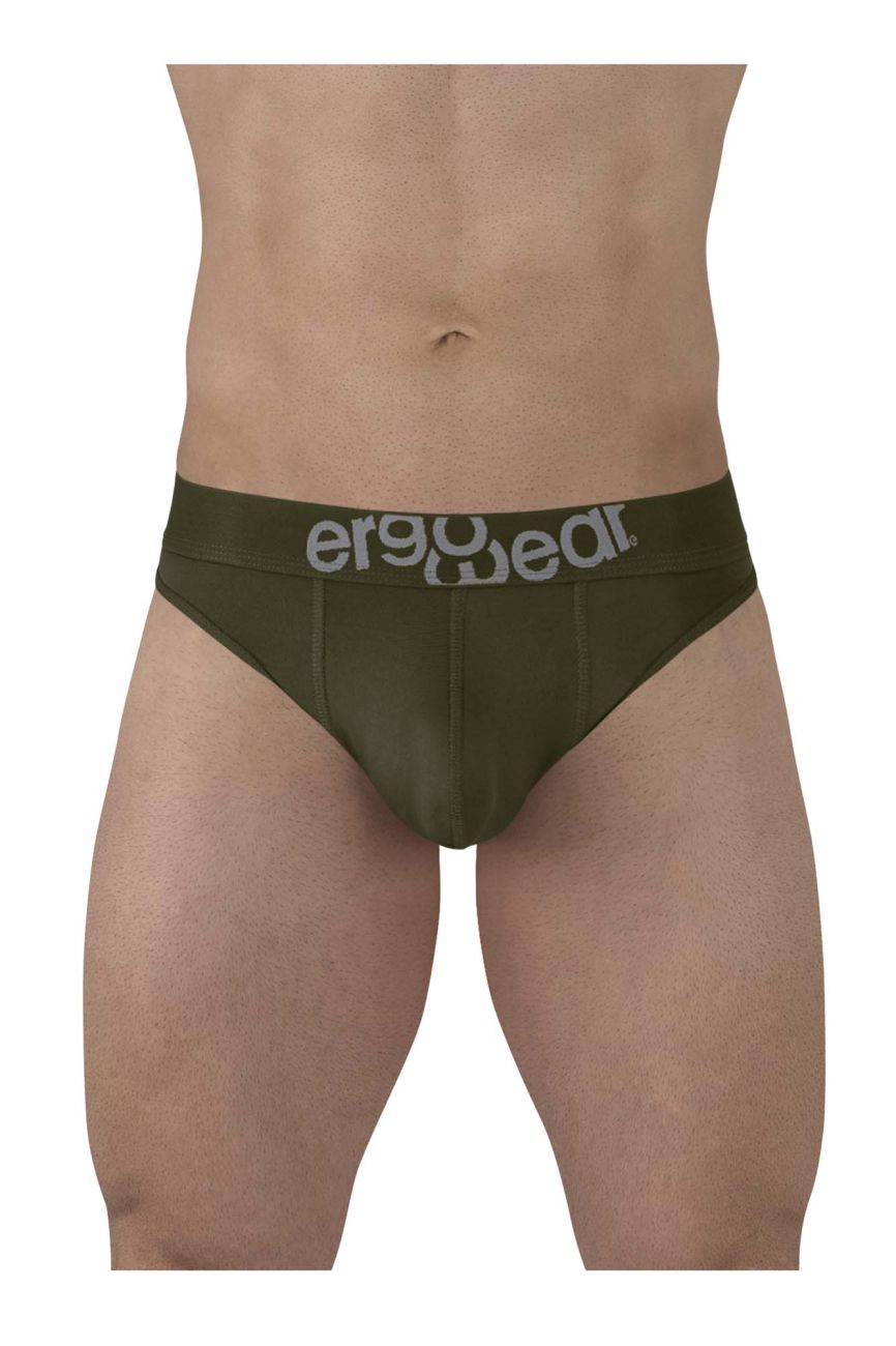 ErgoWear men's dark green HIP thong – moisture-wicking microfiber low-rise underwear