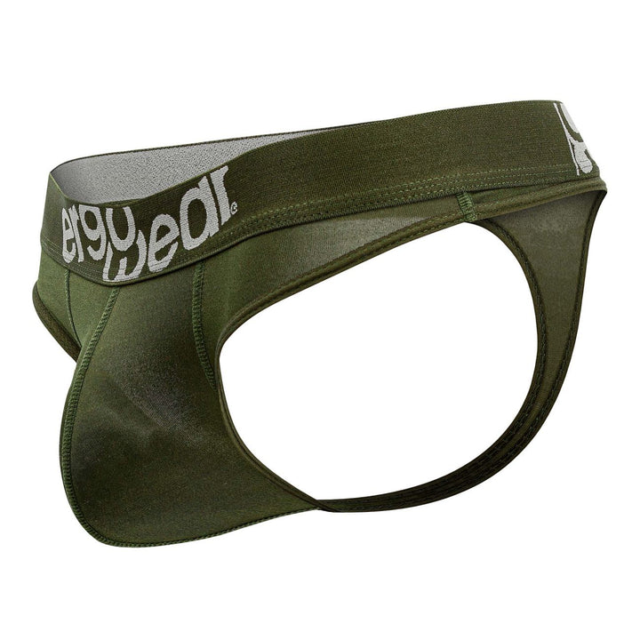 ErgoWear men's dark green HIP thong – moisture-wicking microfiber low-rise underwear