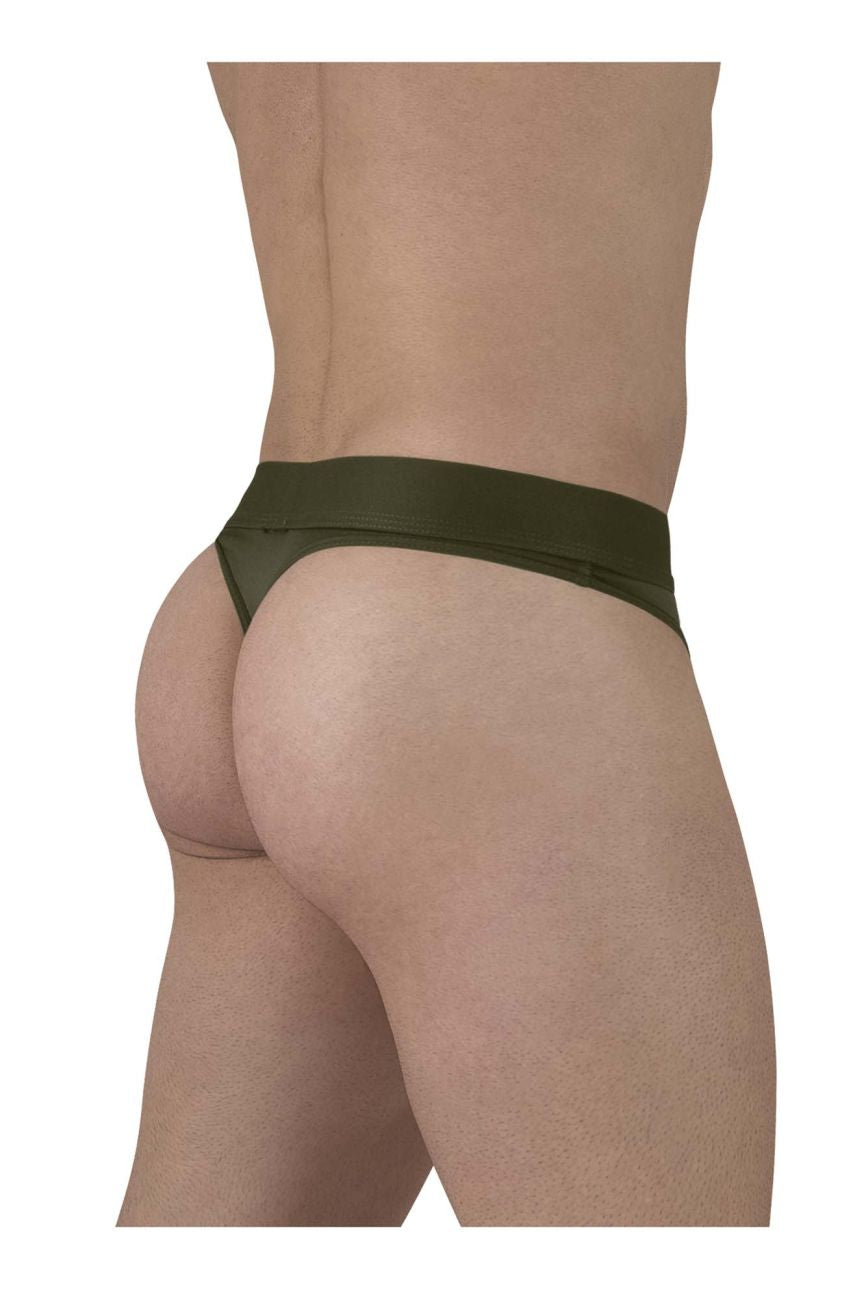 ErgoWear men's dark green HIP thong – moisture-wicking microfiber low-rise underwear
