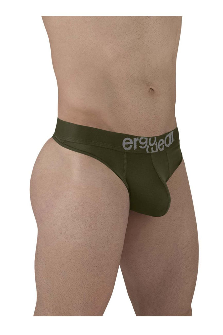 ErgoWear men's dark green HIP thong – moisture-wicking microfiber low-rise underwear