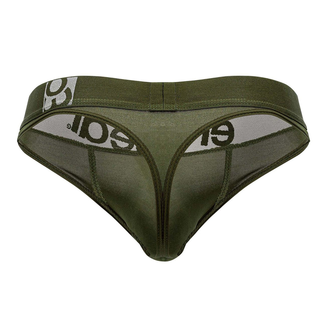 ErgoWear men's dark green HIP thong – moisture-wicking microfiber low-rise underwear