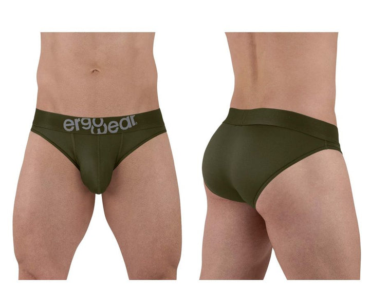ErgoWear men's dark green HIP bikini briefs – microfiber contoured pouch underwear