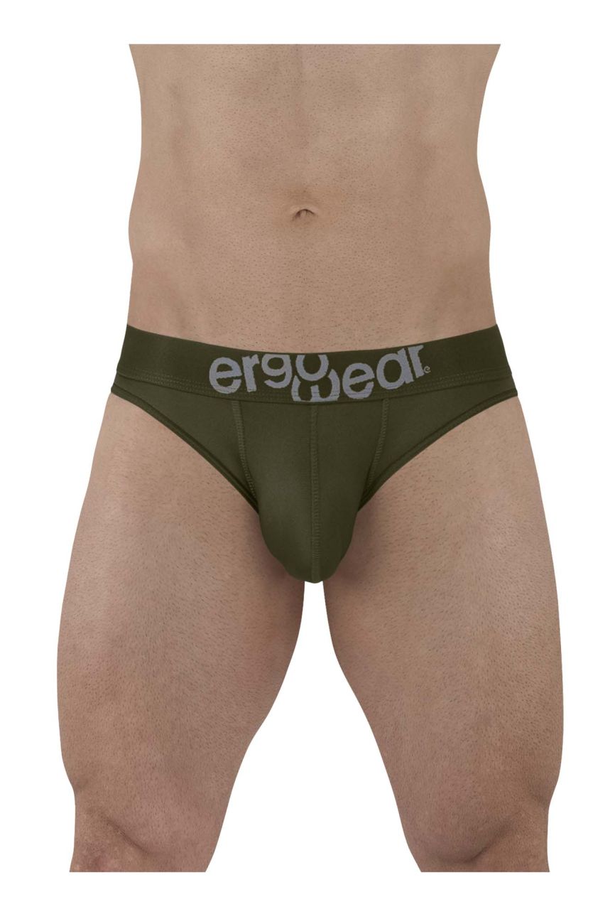 ErgoWear men's dark green HIP bikini briefs – microfiber contoured pouch underwear