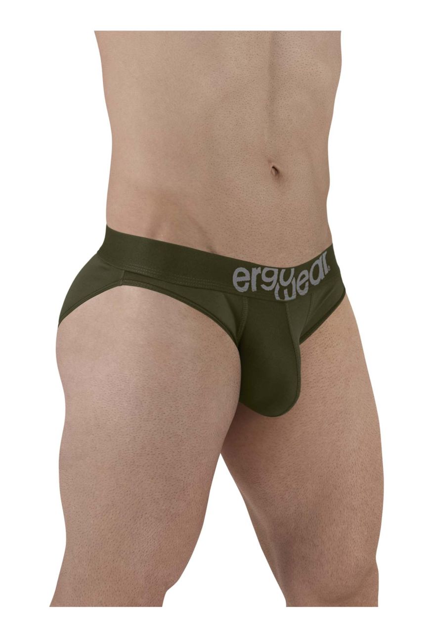 ErgoWear men's dark green HIP bikini briefs – microfiber contoured pouch underwear