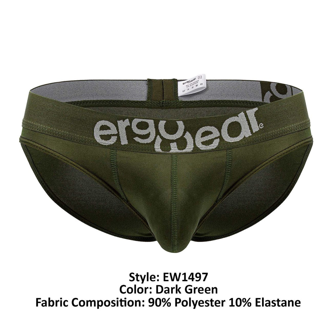 ErgoWear men's dark green HIP bikini briefs – microfiber contoured pouch underwear