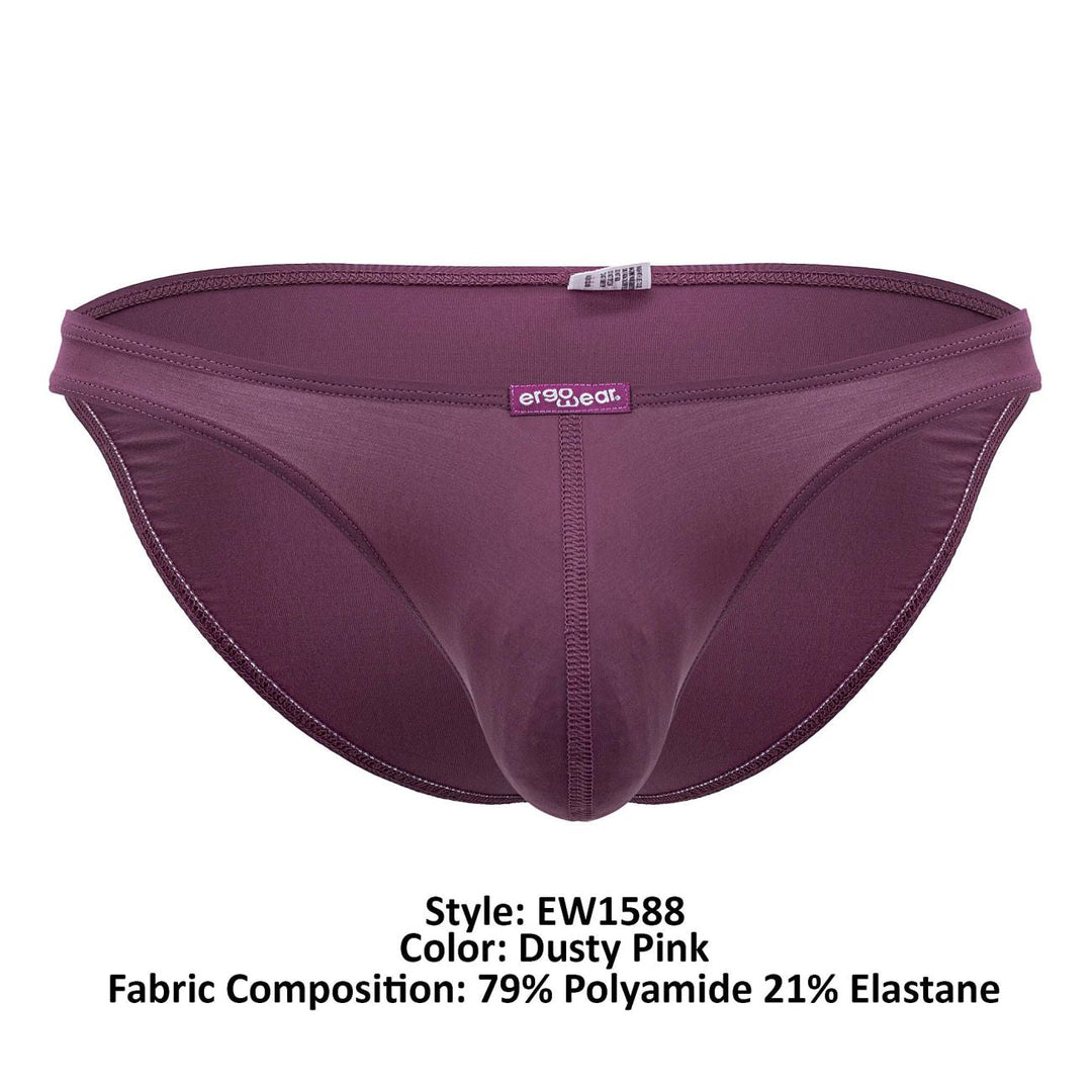 ErgoWear men's dusty pink X4D bikini briefs – silky polyamide full-coverage underwear