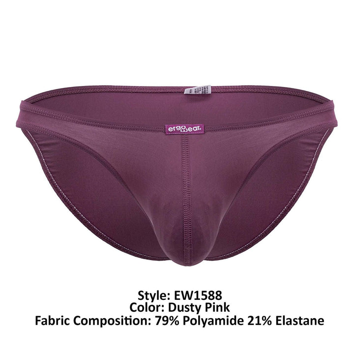ErgoWear men's dusty pink X4D bikini briefs – silky polyamide full-coverage underwear