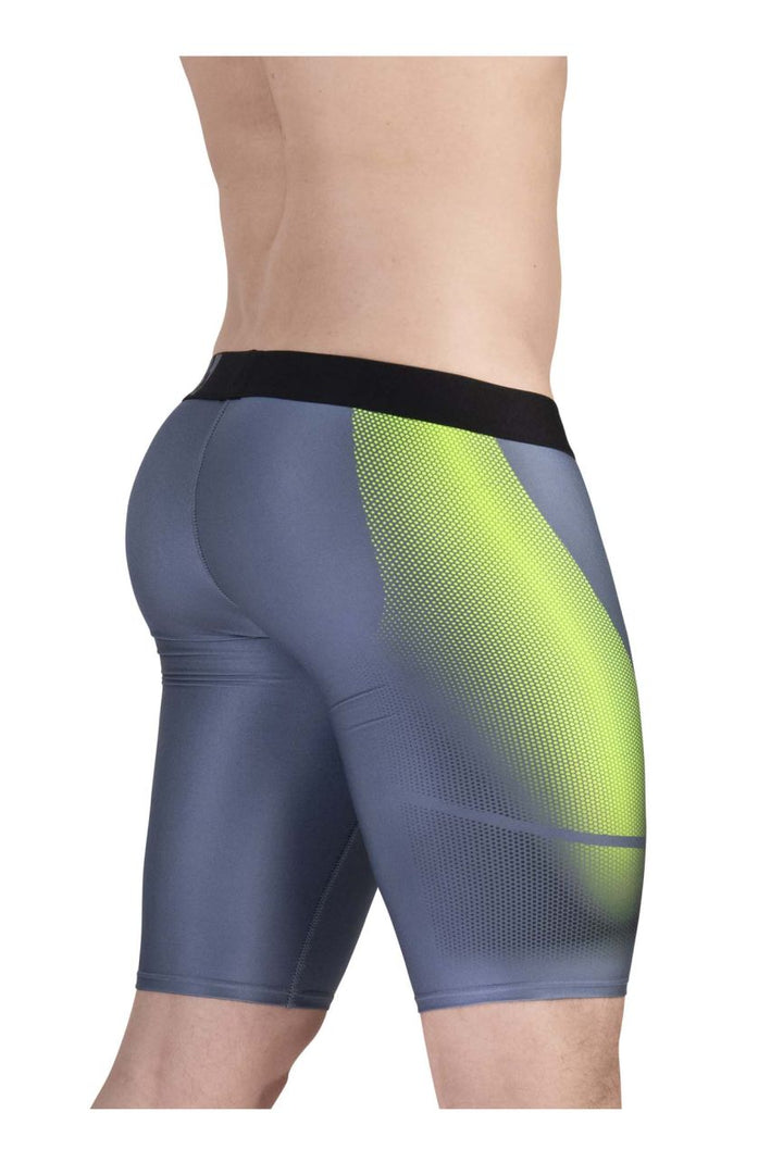 ErgoWear men's gray neon green MAX SE athletic compression shorts – gym active wear