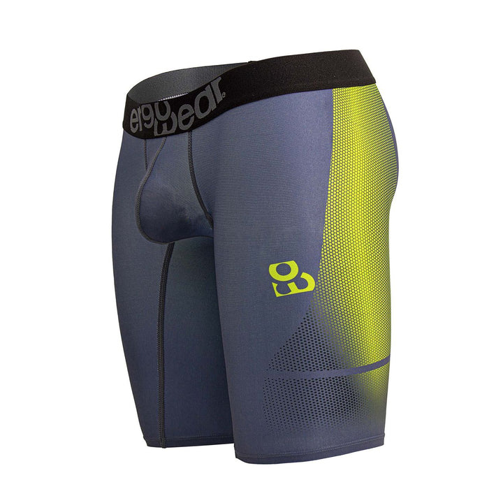 ErgoWear men's gray neon green MAX SE athletic compression shorts – gym active wear