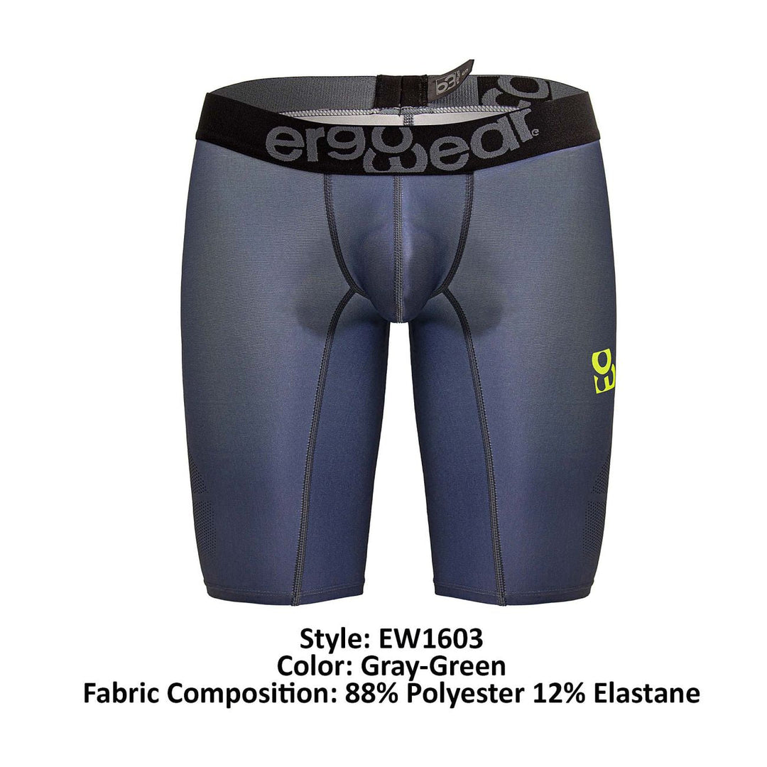 ErgoWear men's gray neon green MAX SE athletic compression shorts – gym active wear