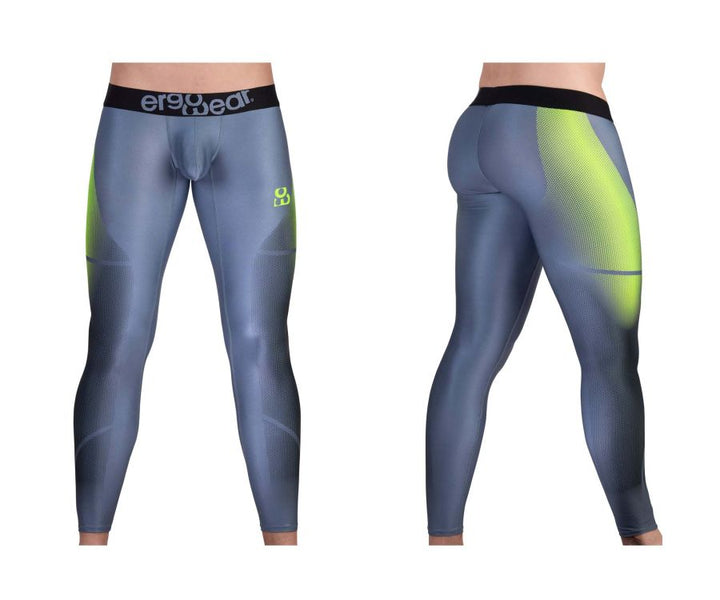 ErgoWear MAX SE Men's Compression Legging in Gray/Green – men's athletic pants