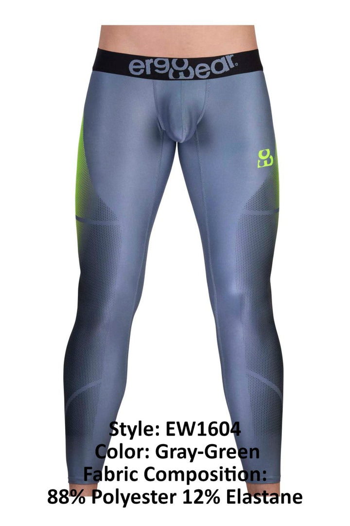 ErgoWear MAX SE Men's Compression Legging in Gray/Green – men's athletic pants
