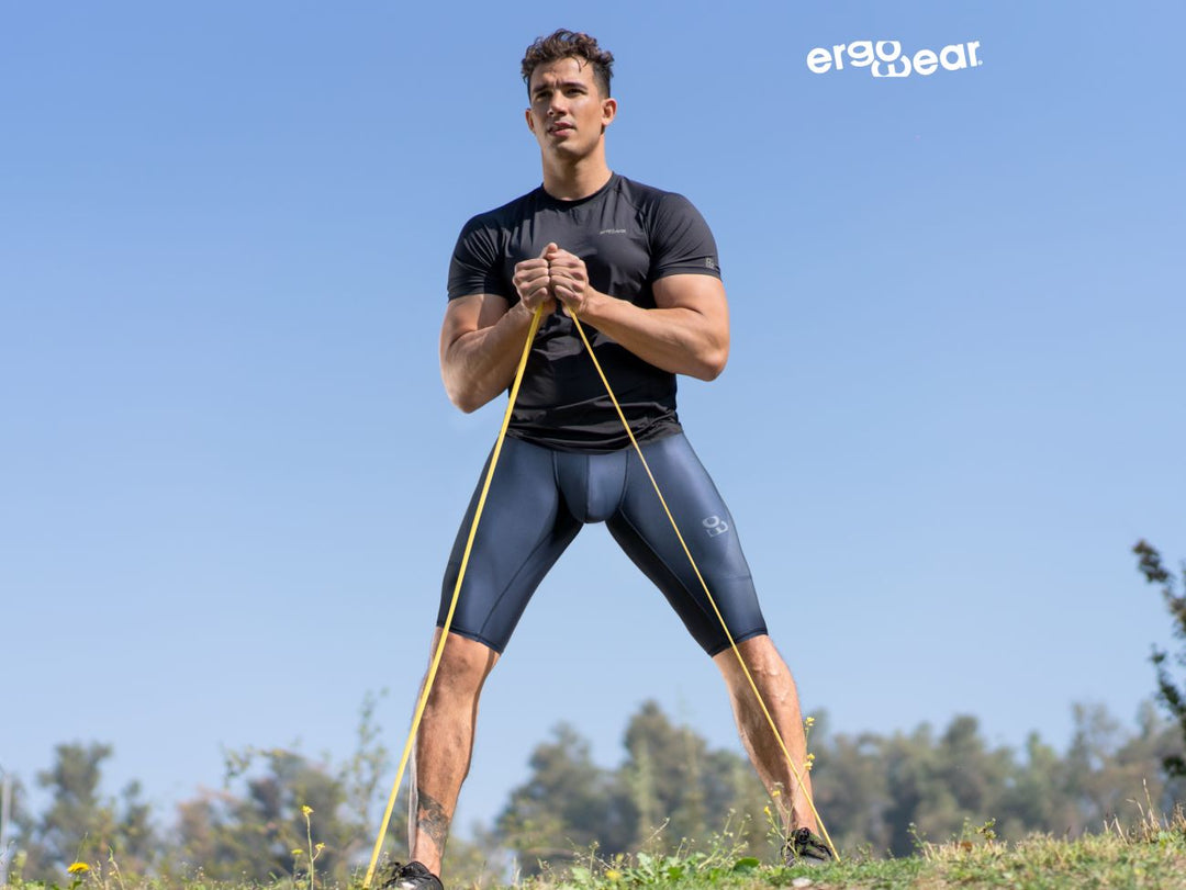 ErgoWear men's dark blue MAX SE athletic compression shorts – performance gym wear