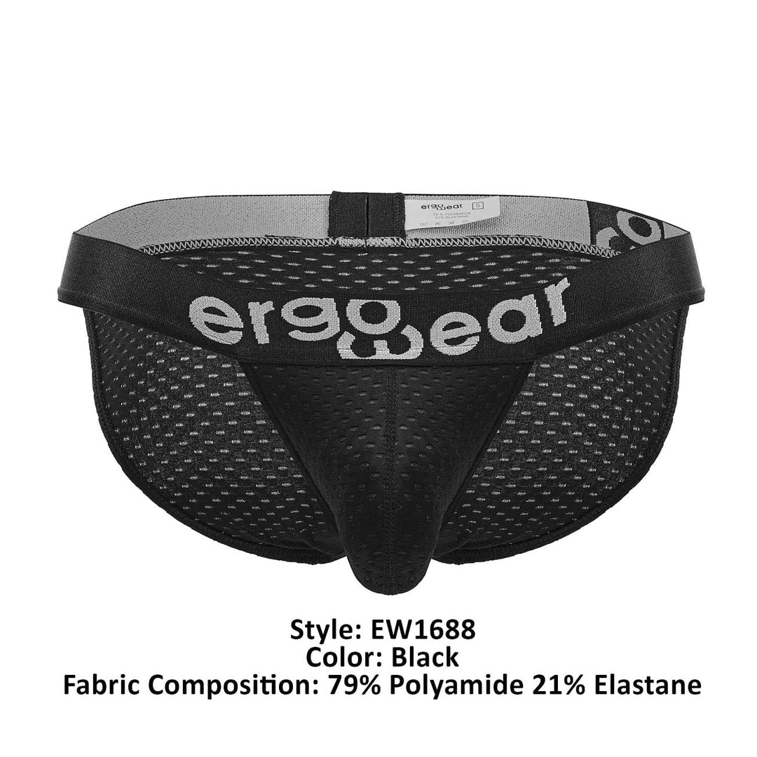 ErgoWear men's black MAX FLOW bikini briefs – ergonomic pouch low-rise underwear