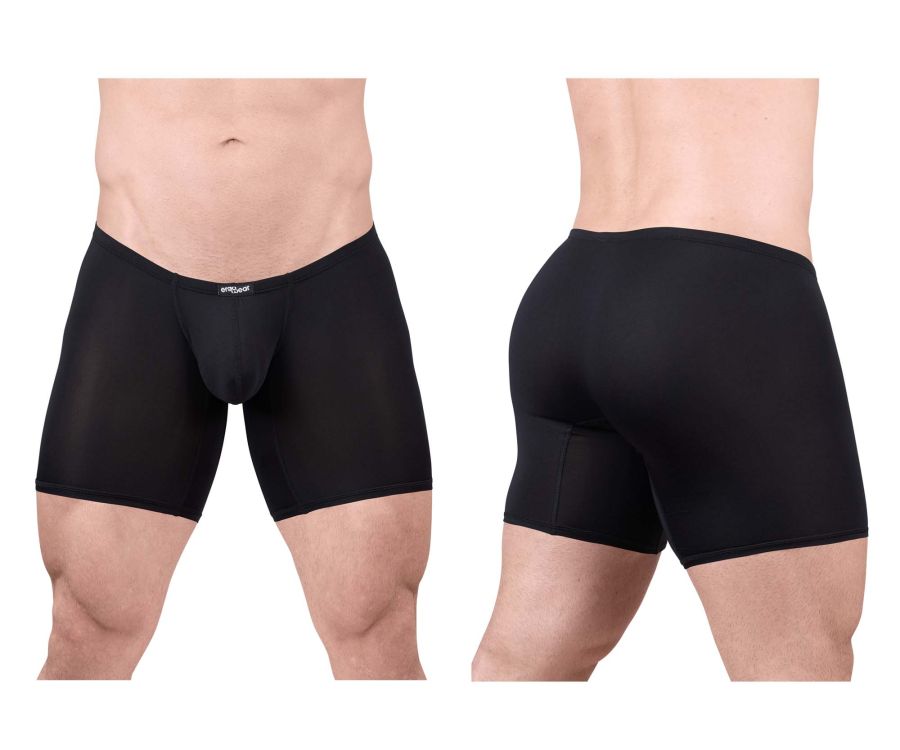 ErgoWear men's black X4D boxer briefs – low-rise polyamide full coverage underwear